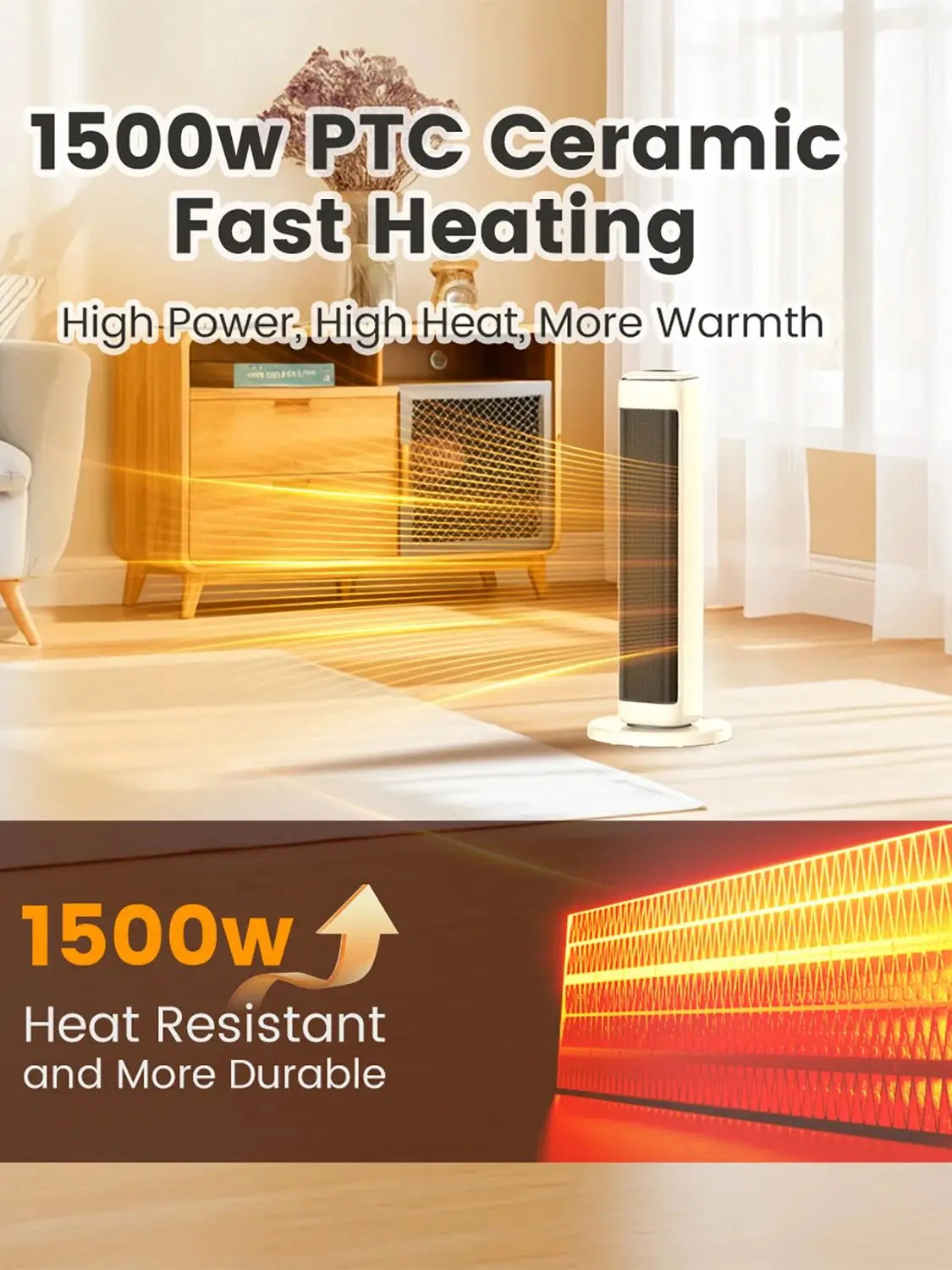 Airmate Ceramic Tower Space Heater With Thermostat Control