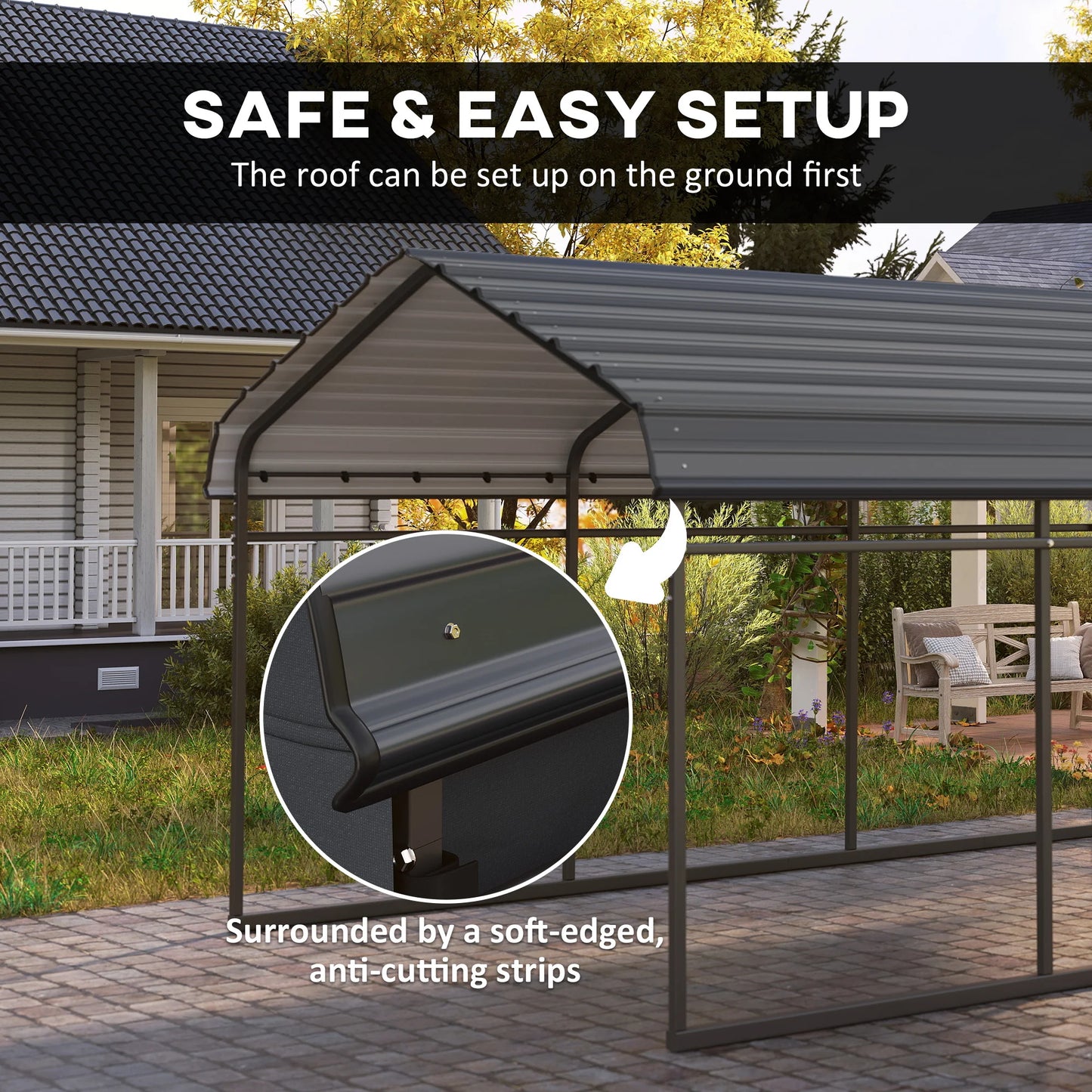 Outsunny Metal Carport With Removable Sidewalls And Durable Roof
