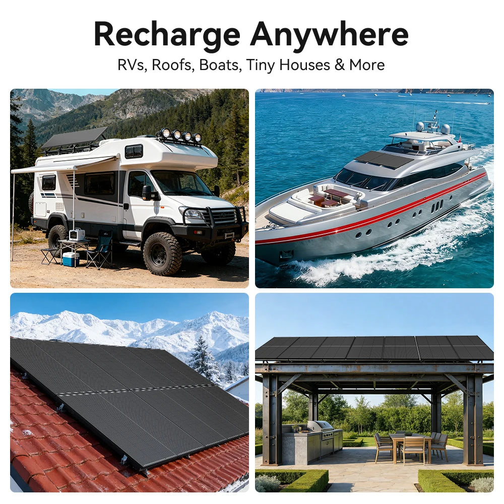 Rvpozwer 12.8V 200W Monocrystalline Solar Panel Off Grid