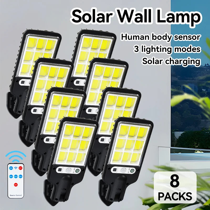 Solar Led Wall Lamp Motion Sensor Remote Control Outdoor
