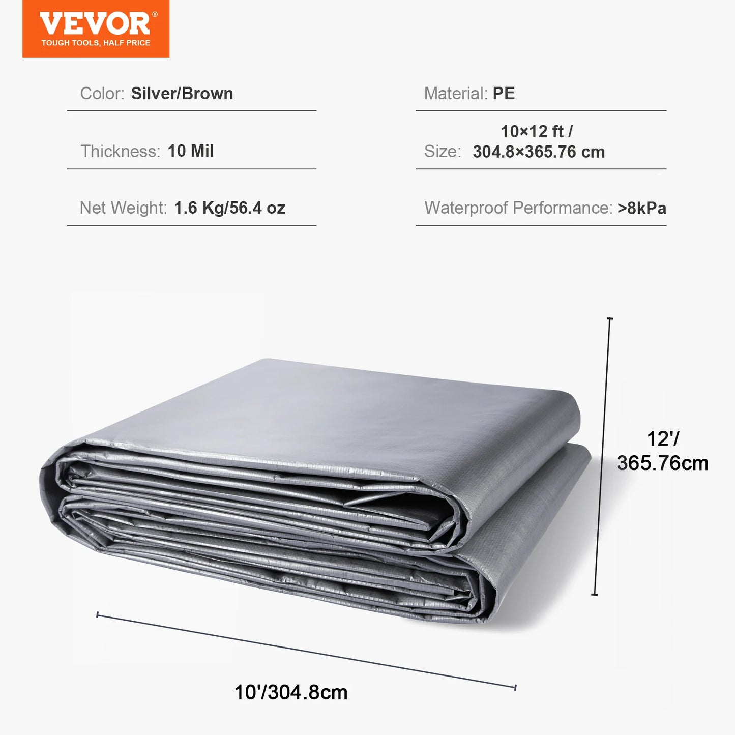 SucceBuy Heavy Duty Waterproof Polyethylene Tarp With Grommets