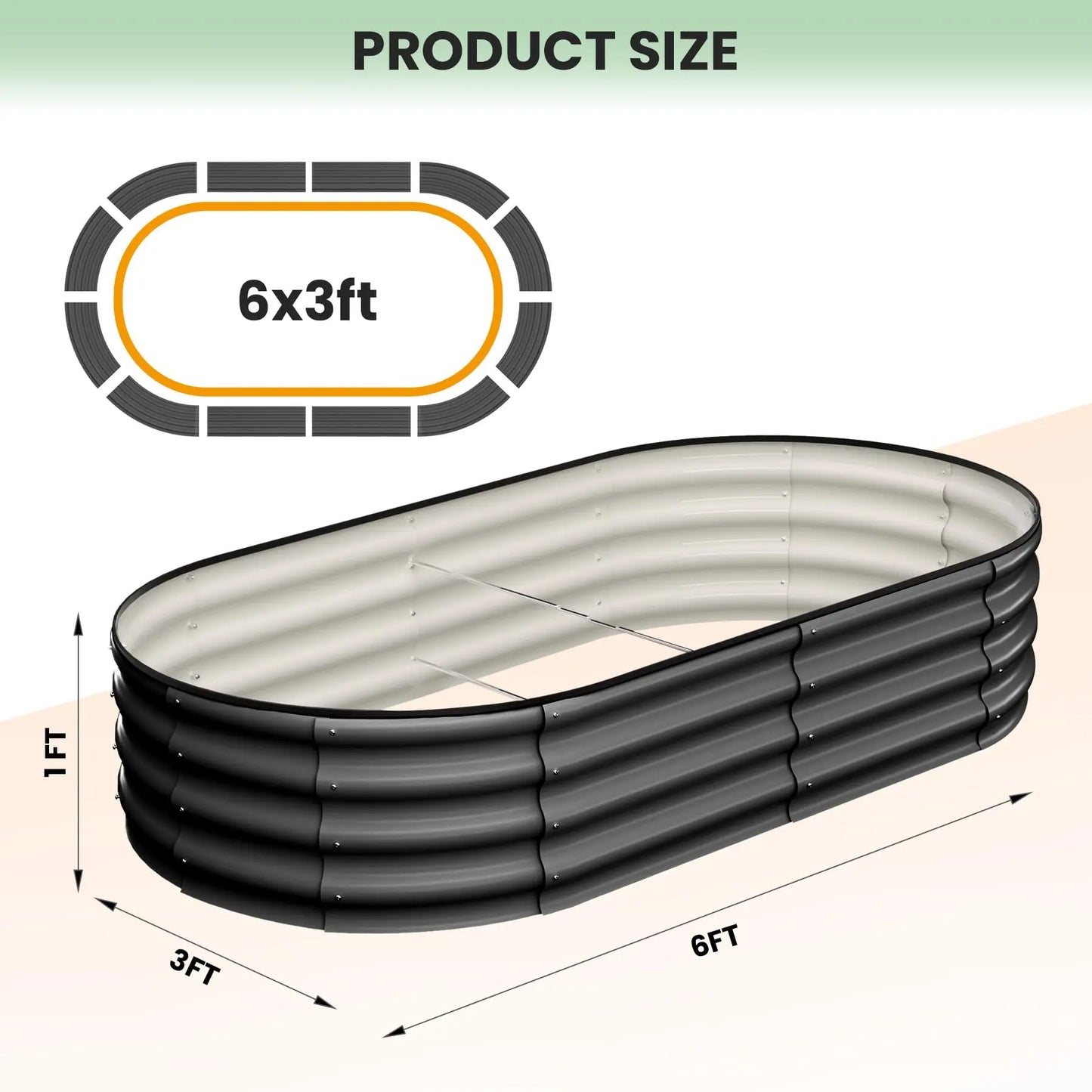 HiMISS 2-Pack Oval Galvanized Steel Raised Garden Bed Planter Box