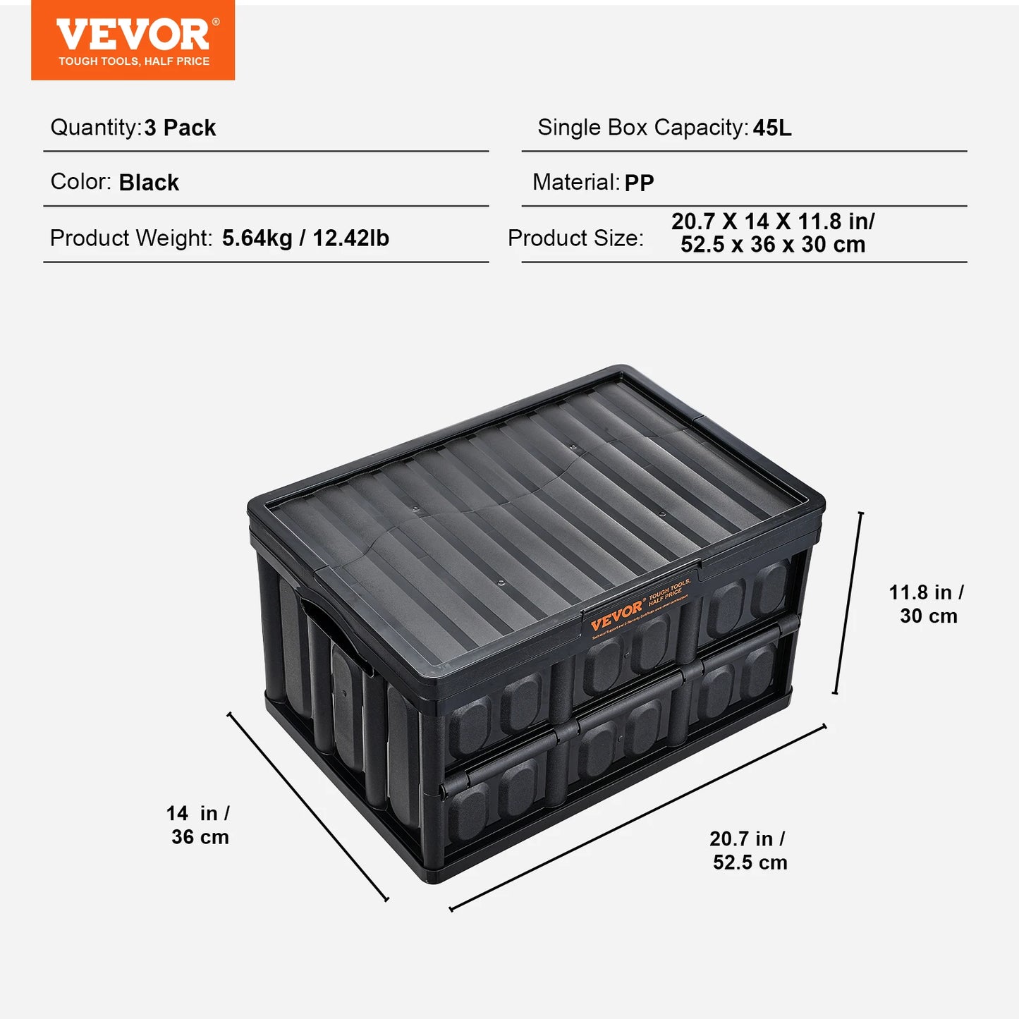 Set Of 3 Collapsible Storage Bins With Lids For Garage