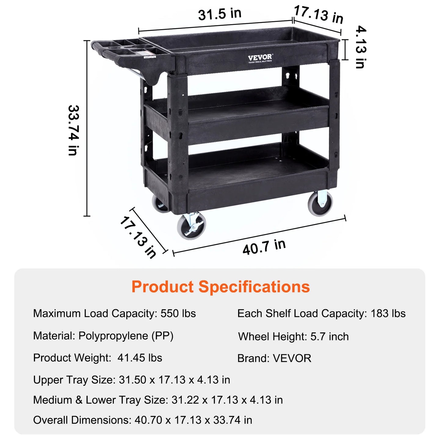 SucceBuy Heavy Duty Utility Cart With Secure Locking Casters