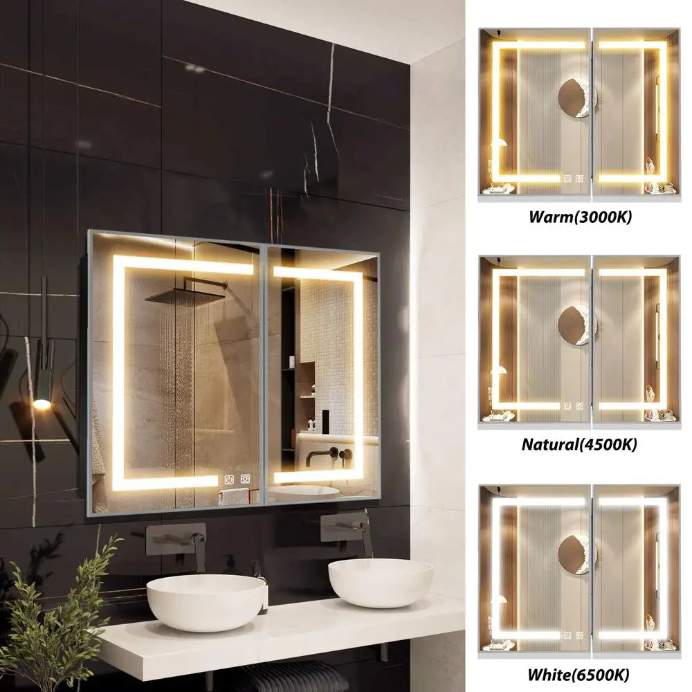 Backlit Bathroom Medicine Cabinet With Mirror And LED Lighting