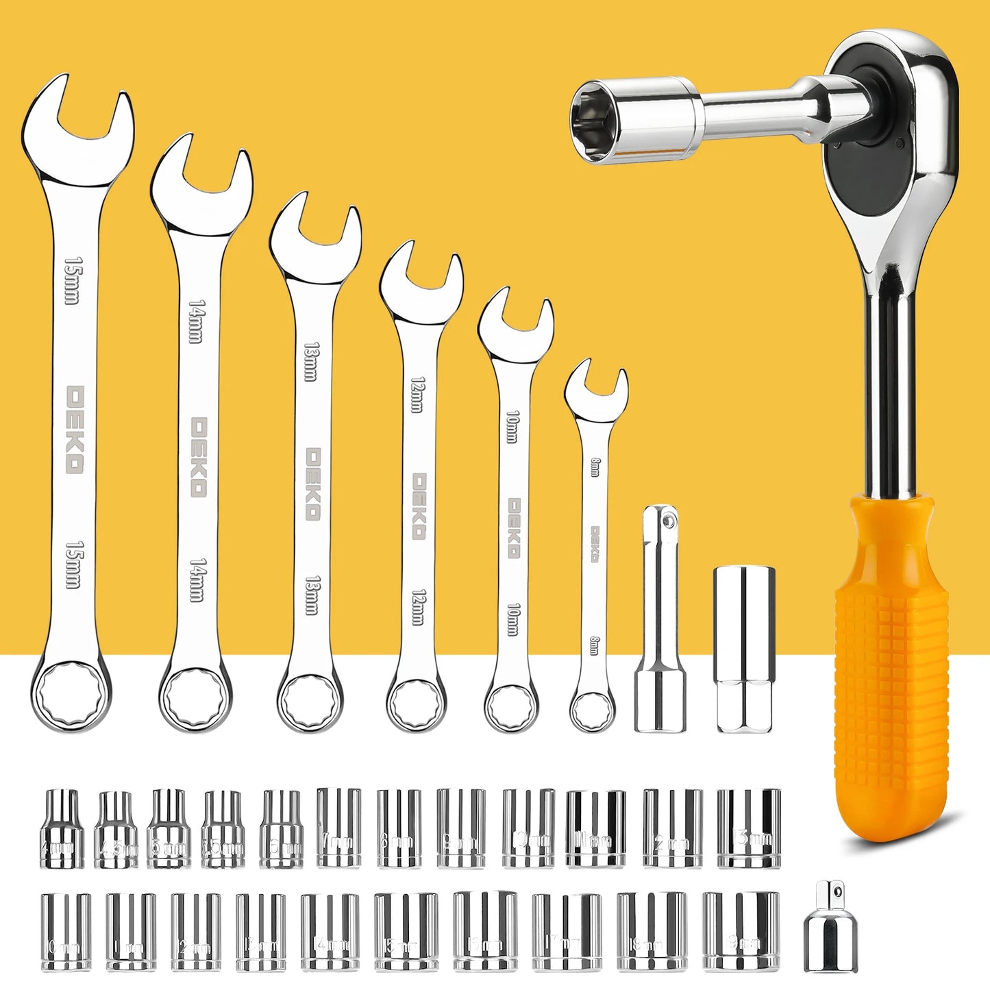 DEKOPRO Socket Wrench Auto Tool Set With Case