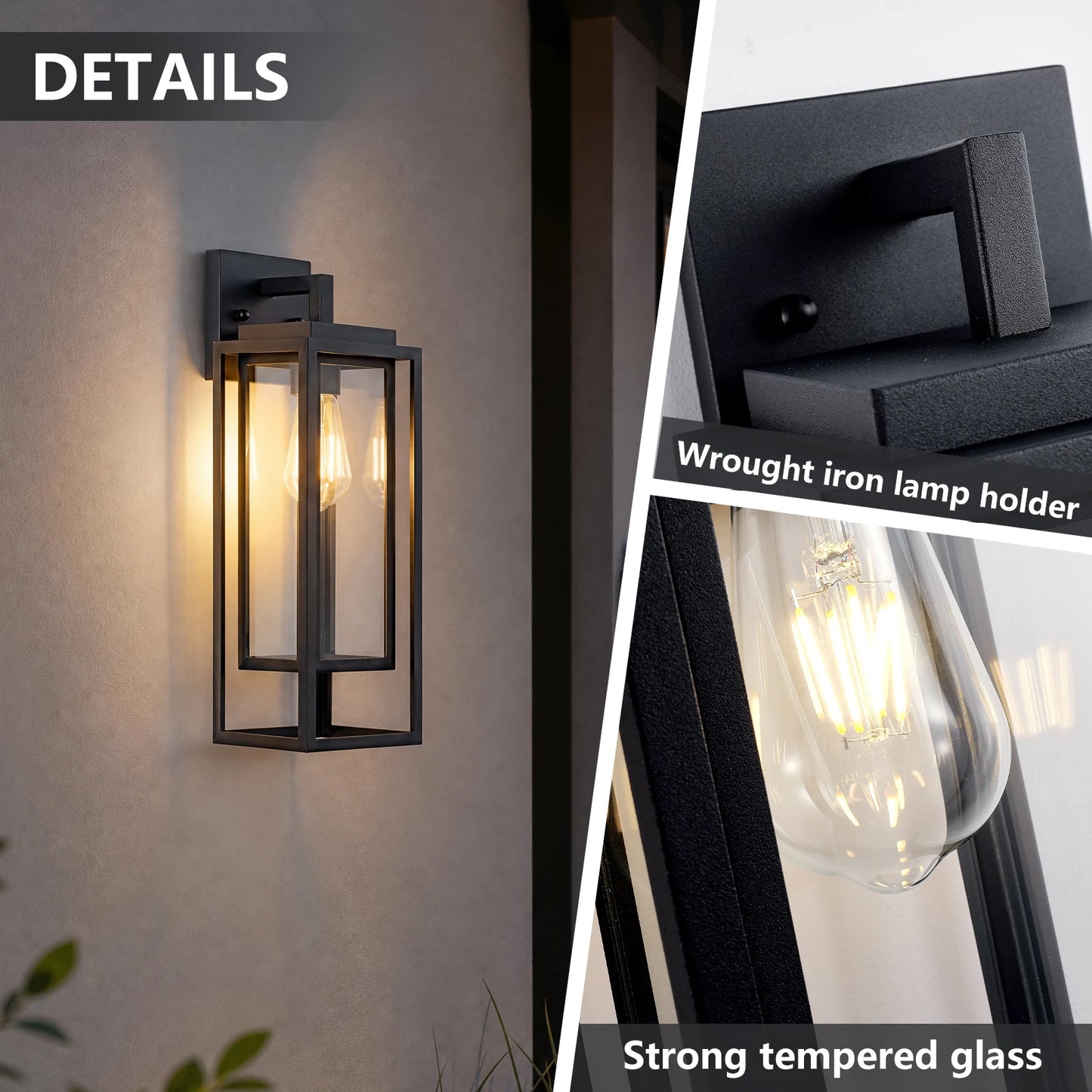 ArLgsite Farmhouse Exterior Wall Sconce With Clear Glass Shade