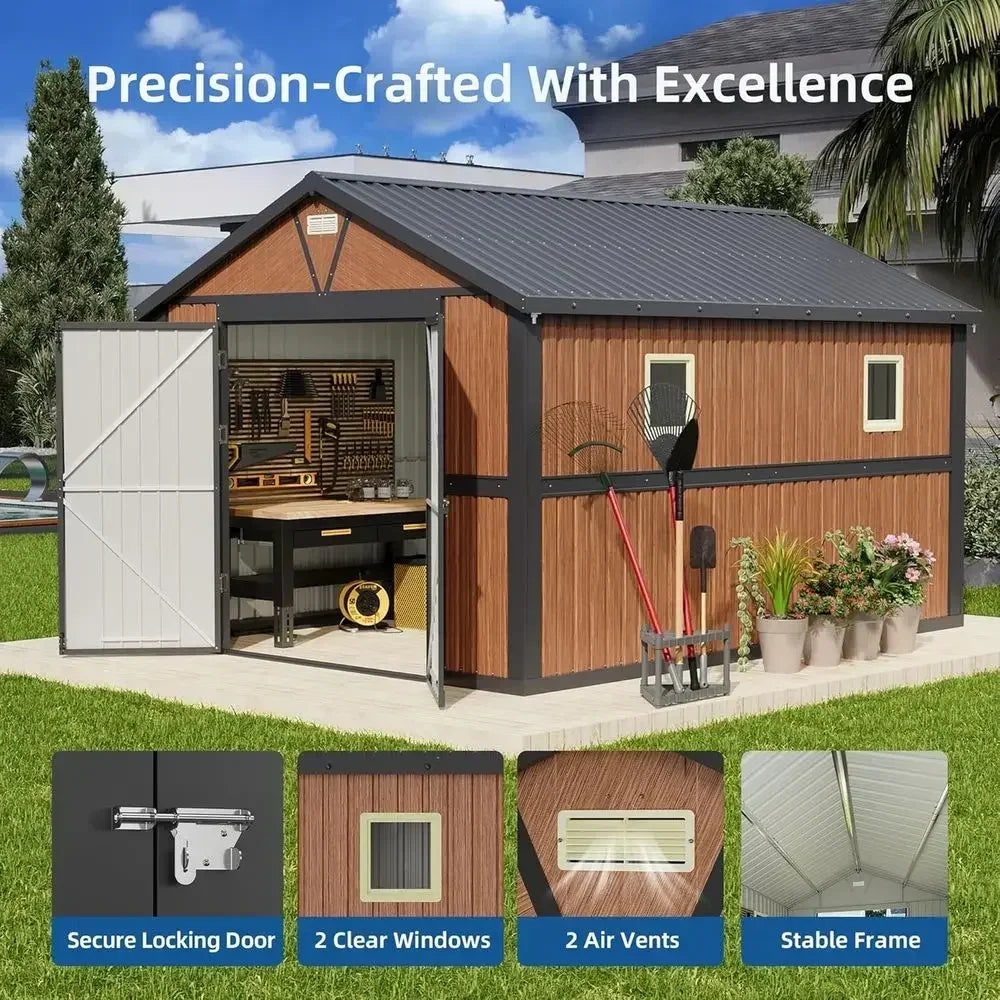 Metal Outdoor Storage Shed With Lockable Door And Window