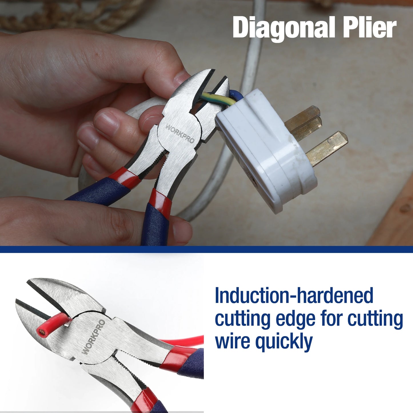 WORKPRO 7-Piece Pliers Set Groove Joint Long Nose Slip Linesman Diagonal