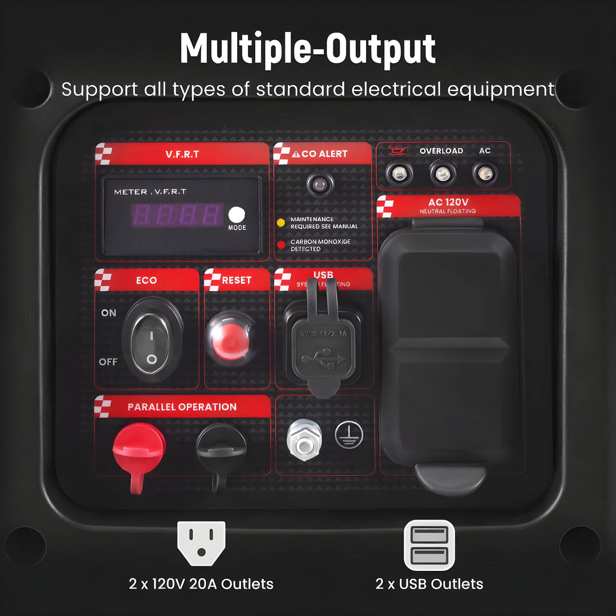 MXR Portable Gas Inverter Generator With CO Alarm For Camping