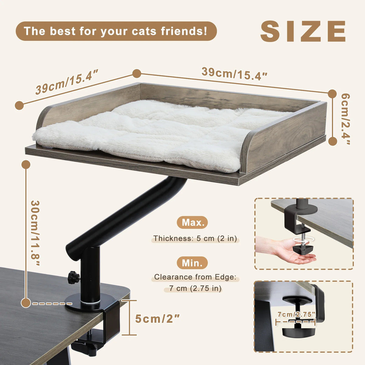 PAWZ Road Rotatable Cat Desk Bed Adjustable Indoor Cat Hammock Stand