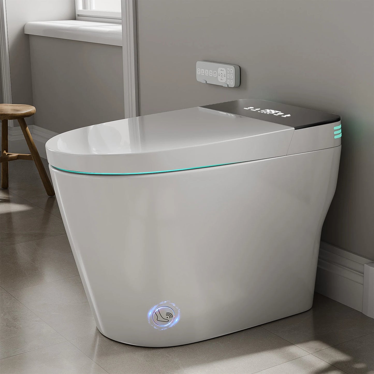 Smart Toilet With Built In Bidet Auto Open Close Dual Flush Heated Bidet Seat