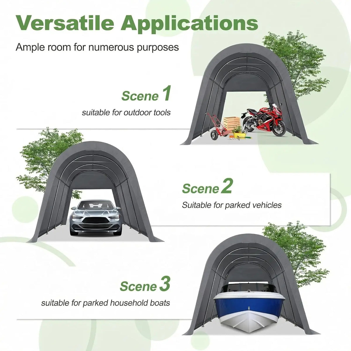 Tooluck Heavy Duty Portable Carport Canopy With Zippered Doors and Vents