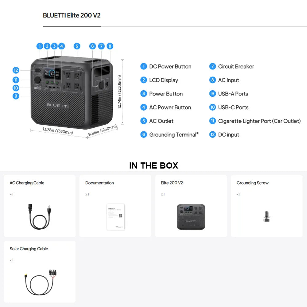 BLUETTI Elite 200 V2 Portable Power Station Solar Generator