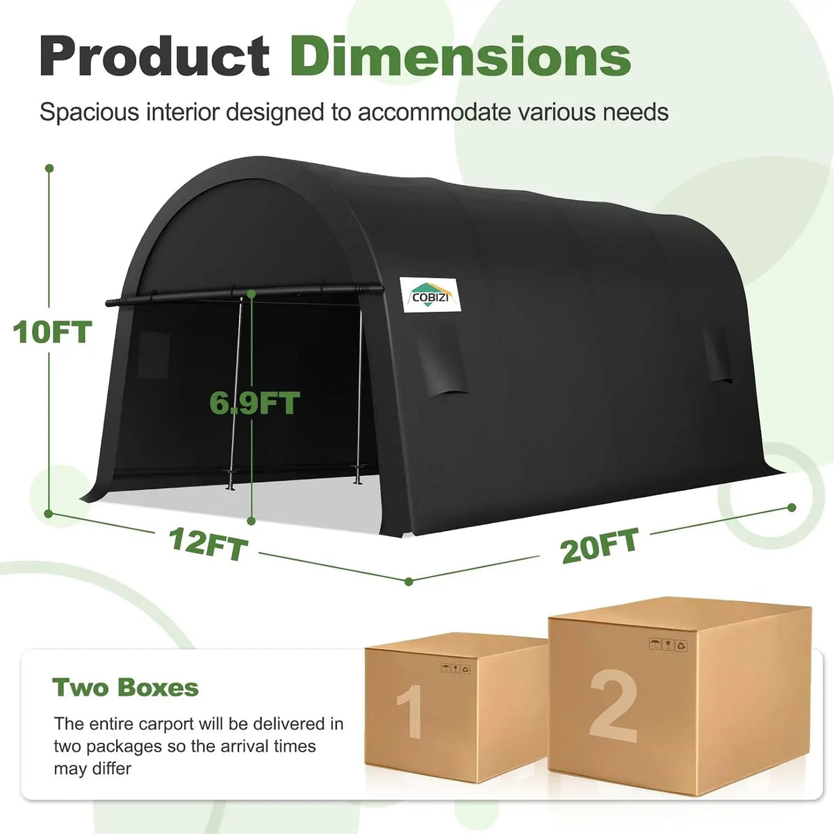 Tooluck Heavy Duty Portable Carport Canopy With Zippered Doors and Vents