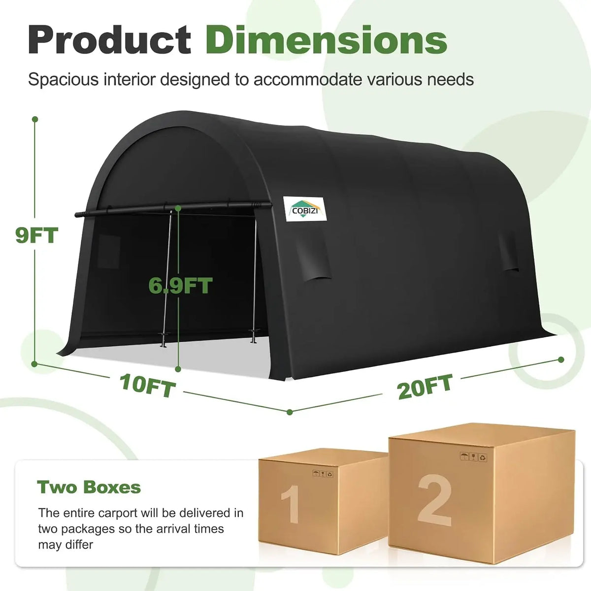 Tooluck Heavy Duty Portable Carport Canopy With Zippered Doors and Vents