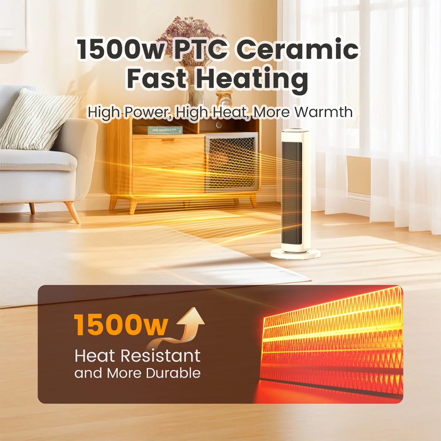 Airmate Ceramic Tower Space Heater With Thermostat Control