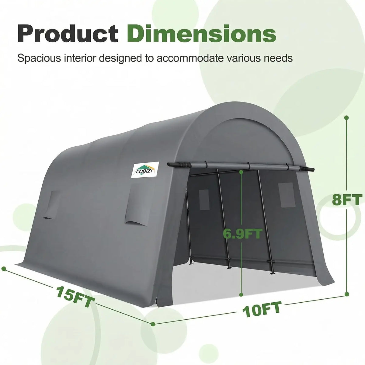 Tooluck Heavy Duty Portable Carport Canopy With Zippered Doors and Vents
