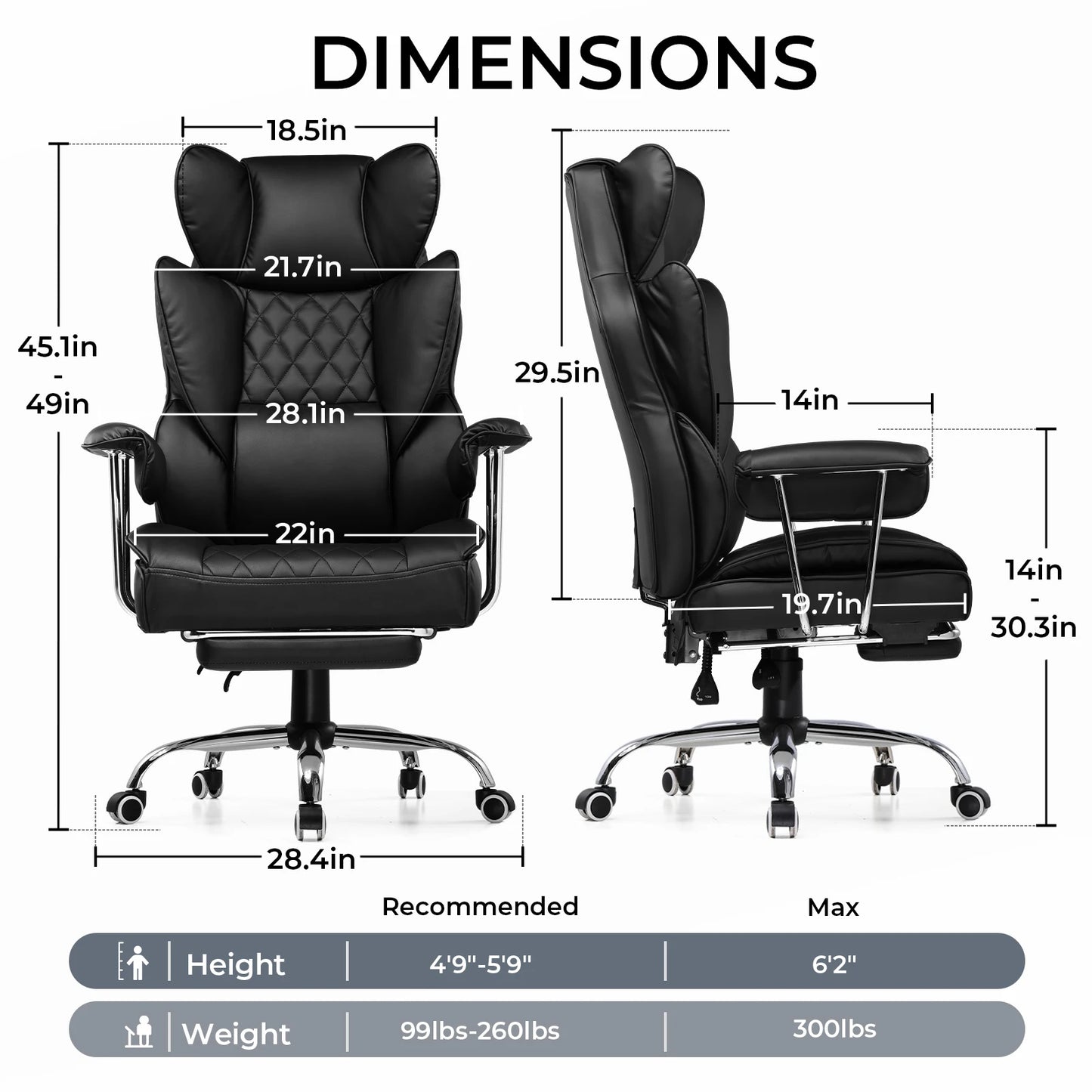 Comhoma Ergonomic Gaming Chair With Lumbar Support And Footrest