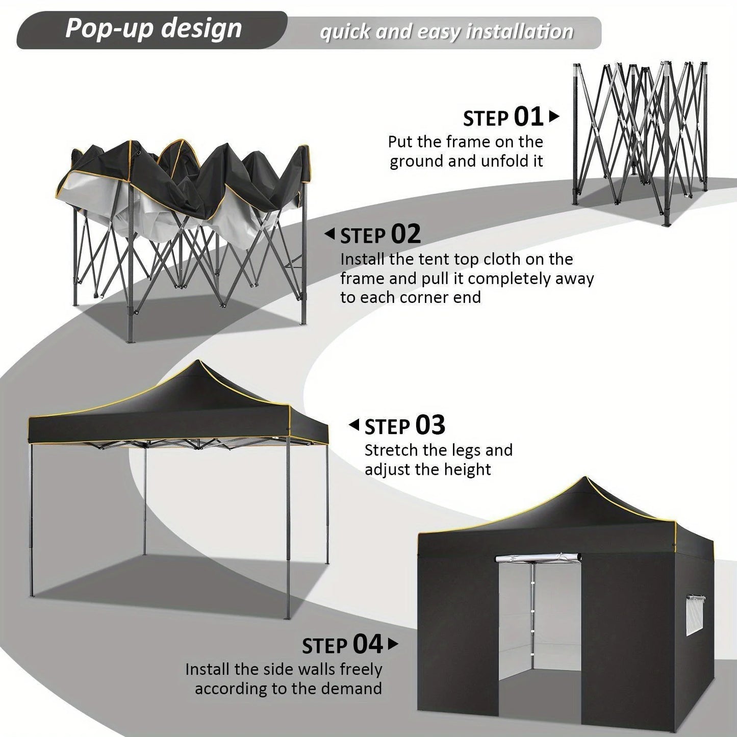 Tooluck Commercial Pop Up Canopy With Integrated Protective Sidewalls