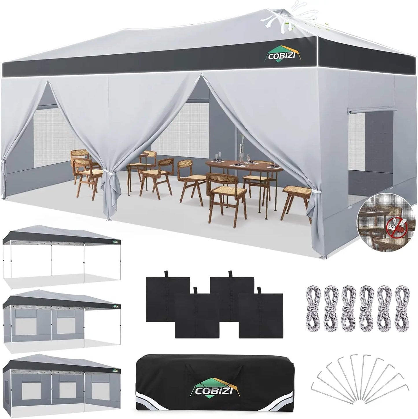 Tooluck Pop Up Canopy Tent With Sidewalls And Sandbag