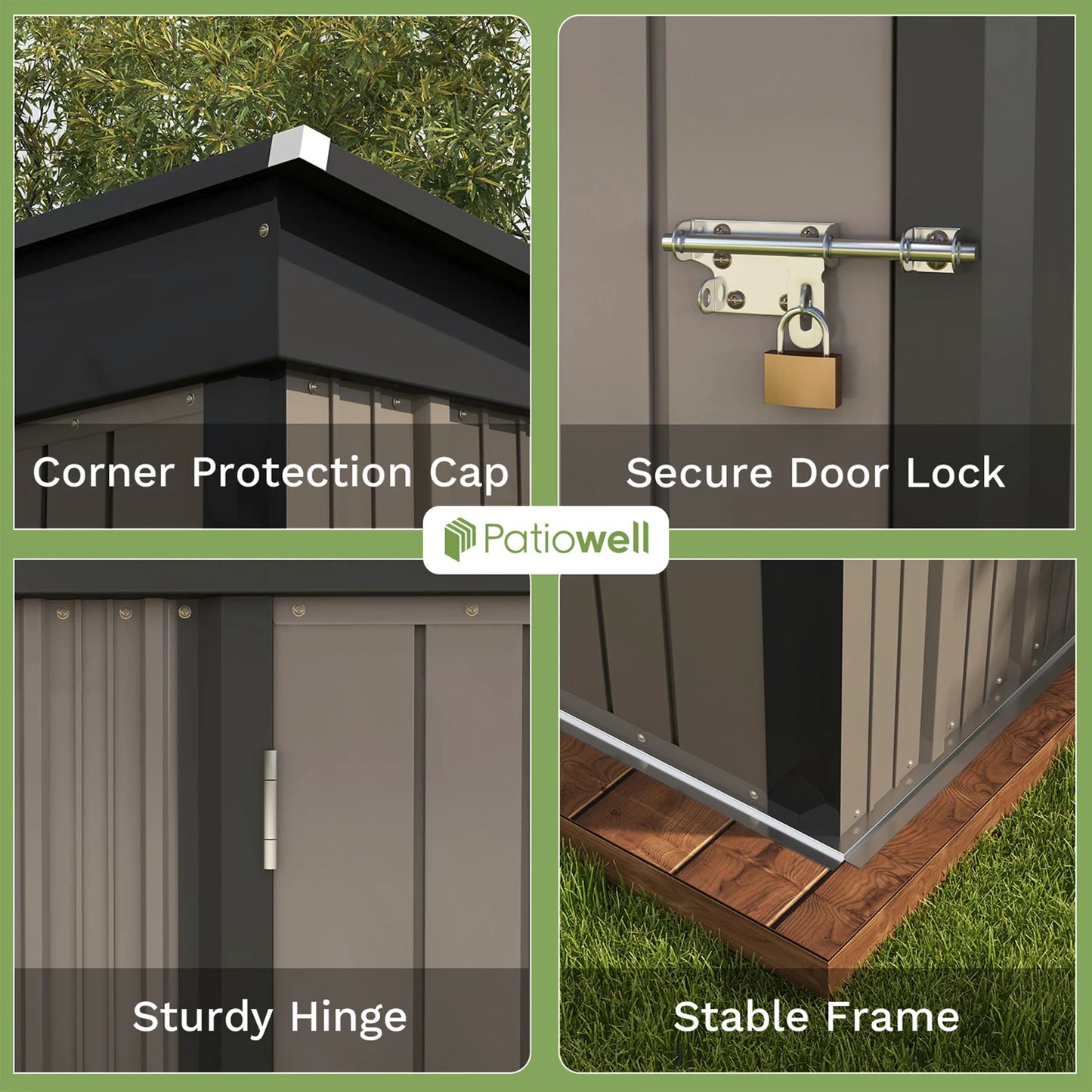 Victone Outdoor Storage Shed Metal Tool Shed With Sloping Roof Lockable Door