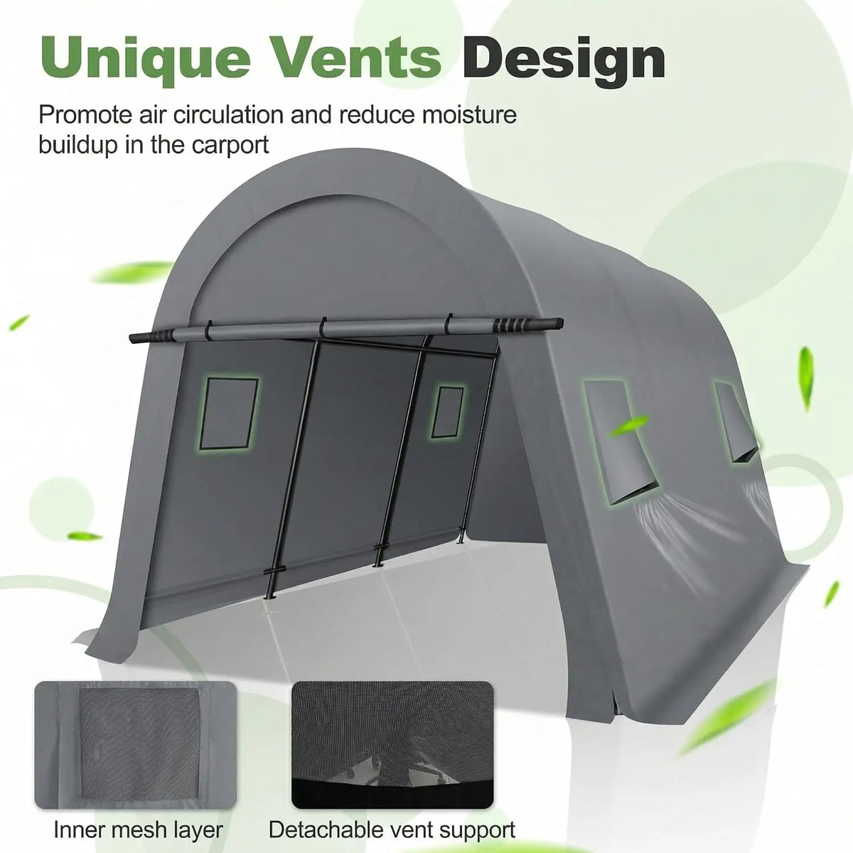 Tooluck Heavy Duty Portable Carport Canopy With Zippered Doors and Vents
