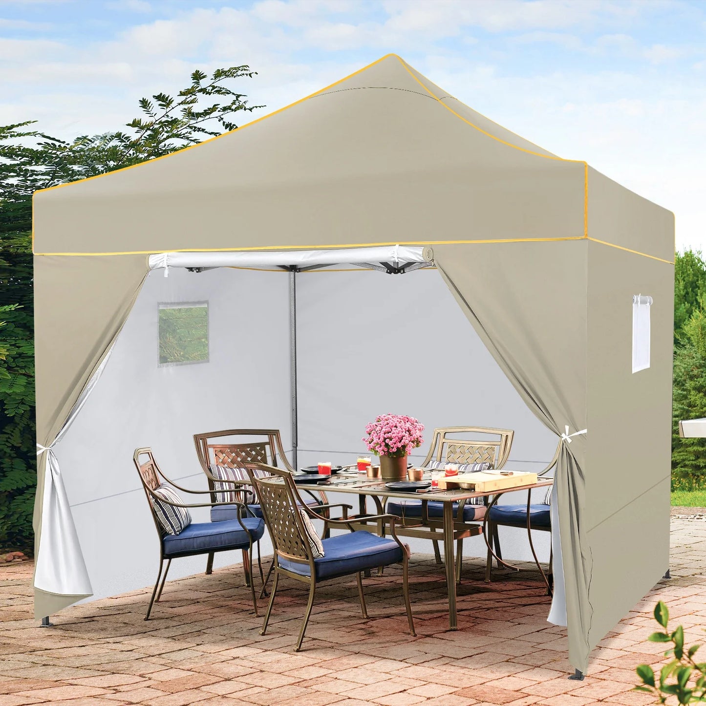 Tooluck Commercial Pop Up Canopy With Integrated Protective Sidewalls