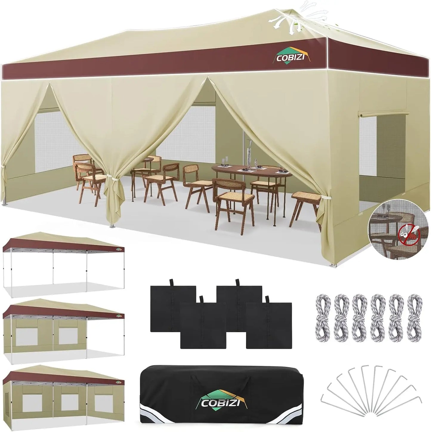 Tooluck Pop Up Canopy Tent With Sidewalls And Sandbag