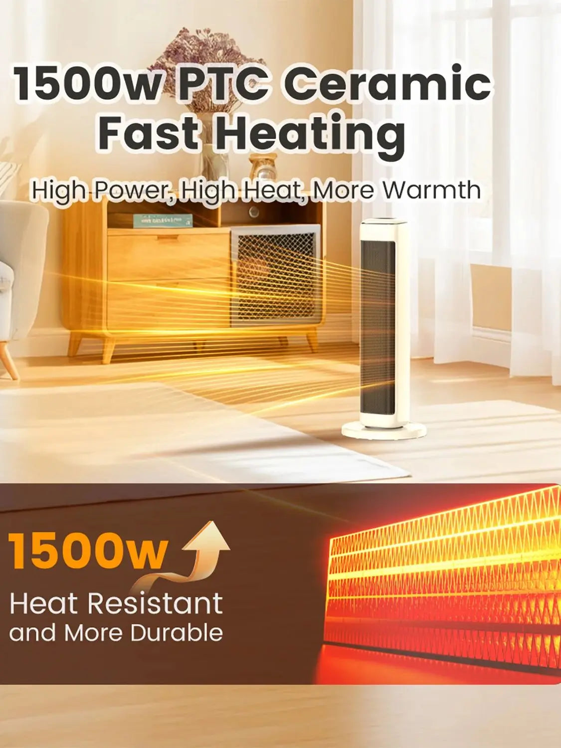 Airmate Ceramic Tower Space Heater With Thermostat Control