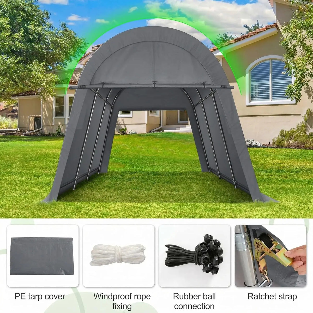 Tooluck Heavy Duty Portable Carport Canopy With Zippered Doors and Vents