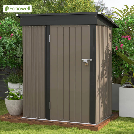 Victone Outdoor Storage Shed Metal Tool Shed With Sloping Roof Lockable Door
