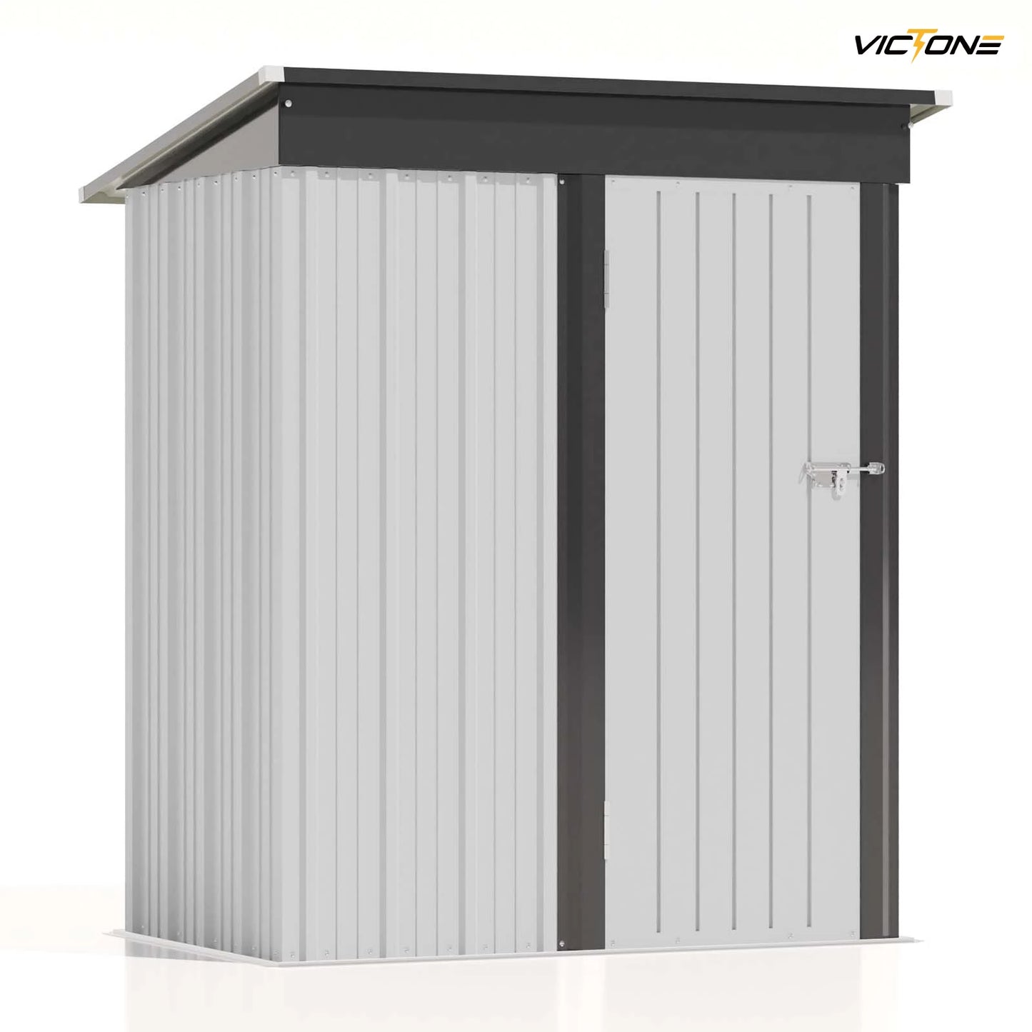 Victone Outdoor Storage Shed Metal Tool Shed With Sloping Roof Lockable Door