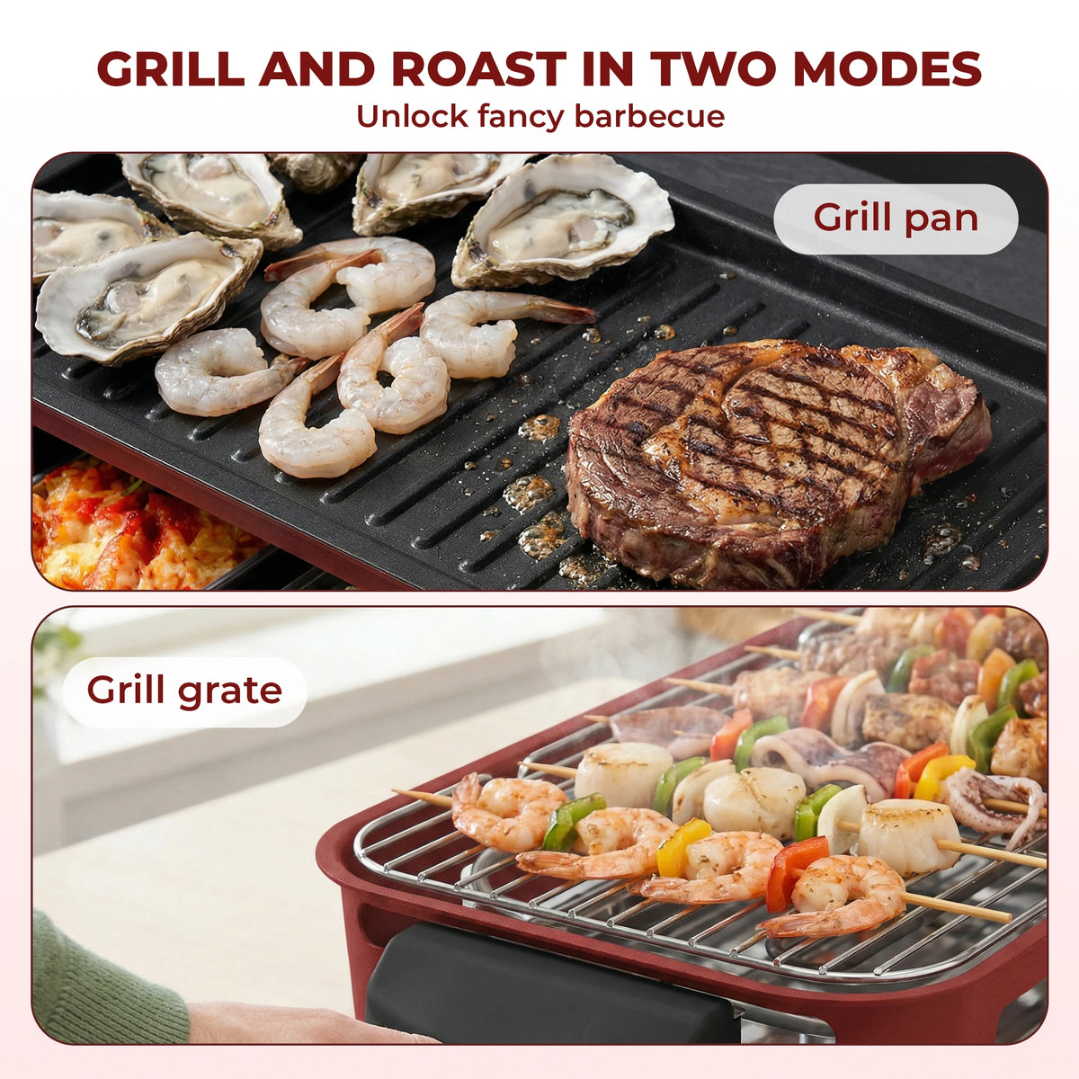 Sumetas Smokeless Electric Grill With Removable Griddle Rack And Tray