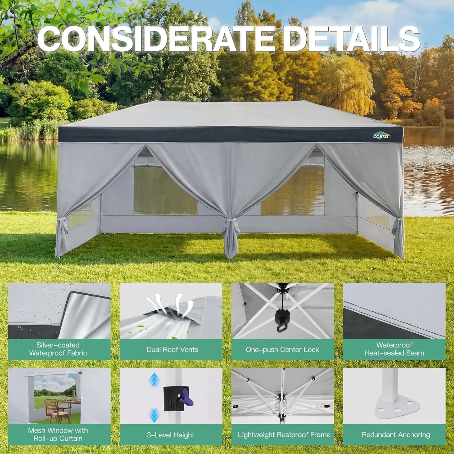 Tooluck Pop Up Canopy Tent With Sidewalls And Sandbag