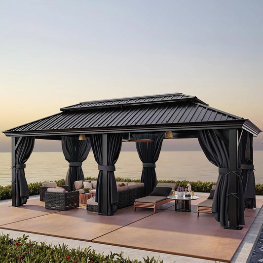 Tooluck Reinforced Aluminum Hardtop Gazebo With Galvanized Steel Roof