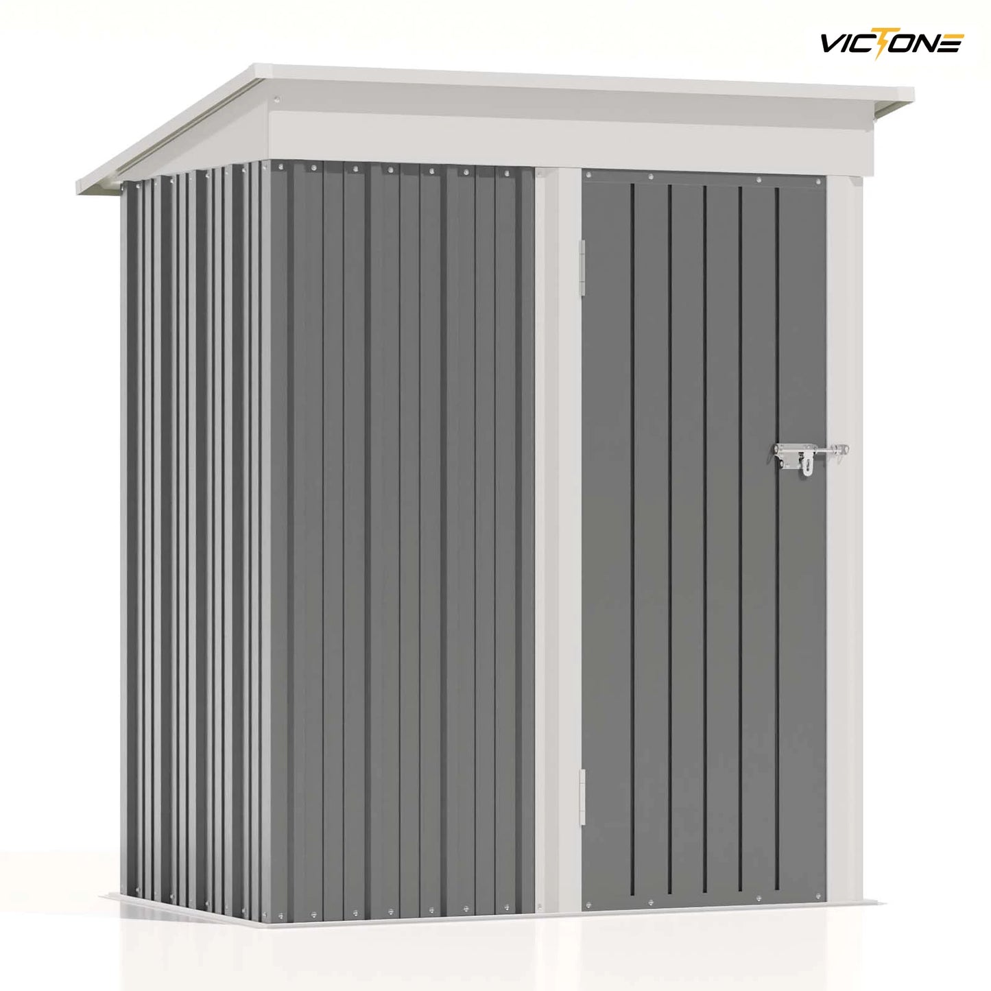 Victone Outdoor Storage Shed Metal Tool Shed With Sloping Roof Lockable Door