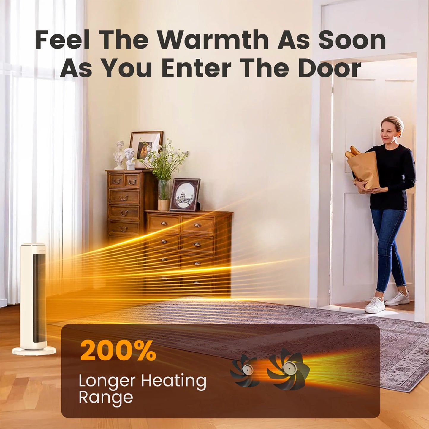 Airmate Ceramic Tower Space Heater With Thermostat Control