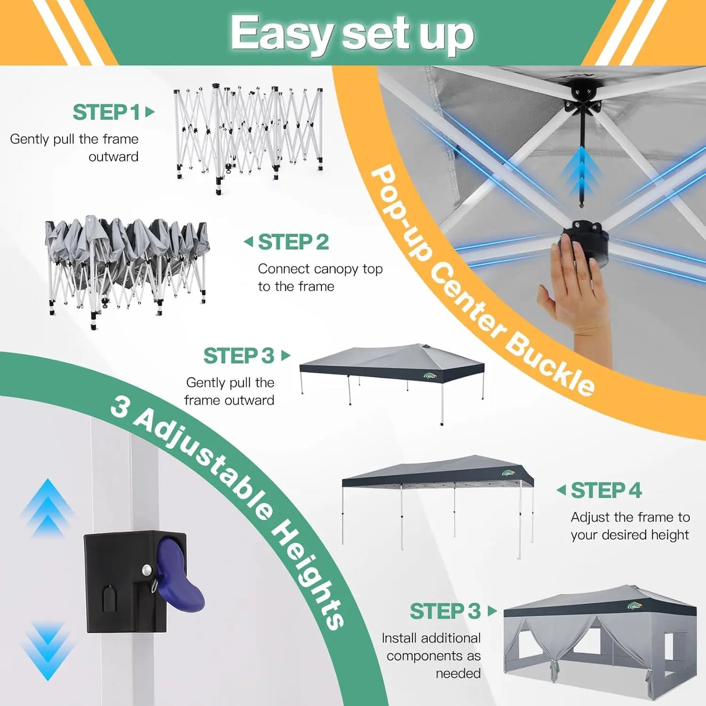 Tooluck Pop Up Canopy Tent With Sidewalls And Sandbag