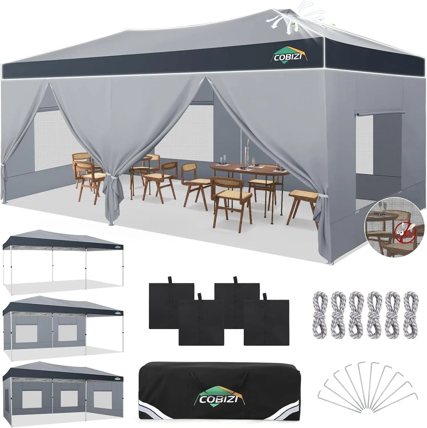 Tooluck Pop Up Canopy Tent With Sidewalls And Sandbag