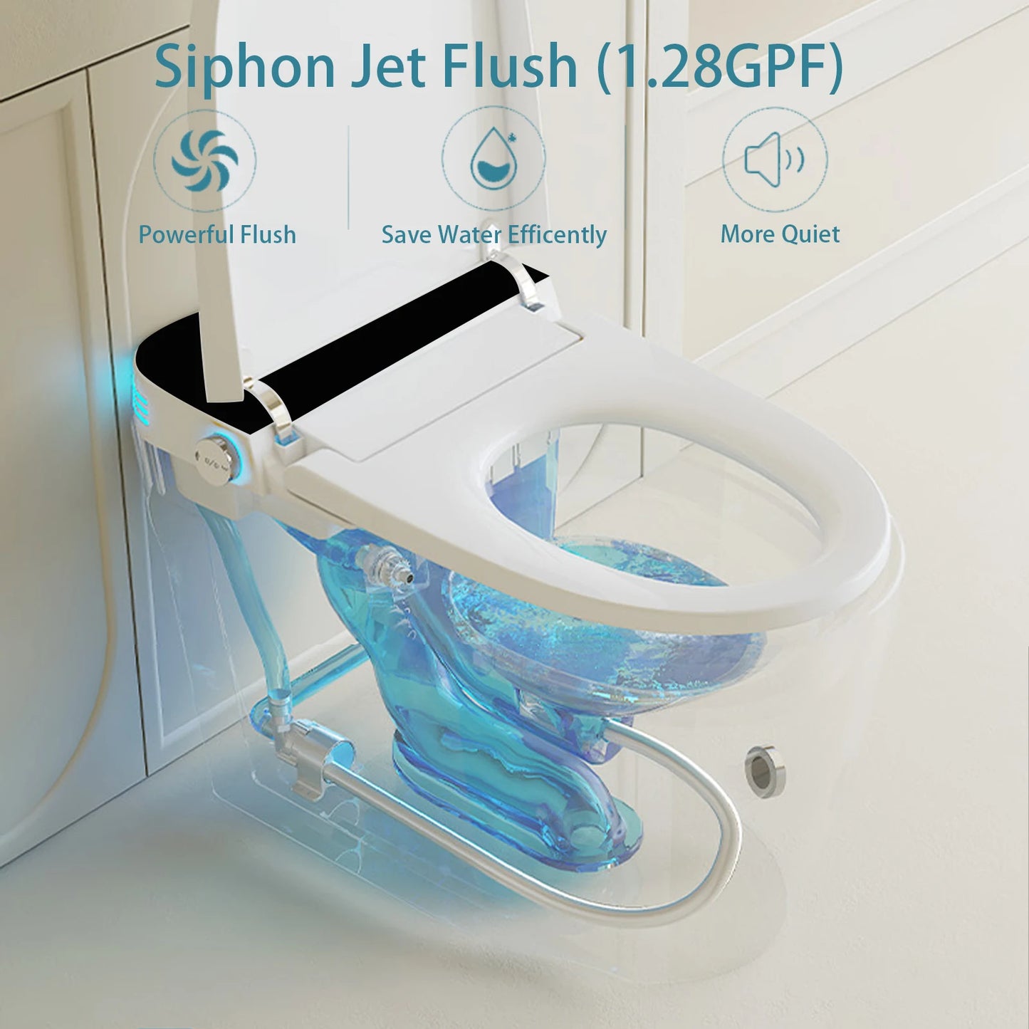 Smart Toilet With Built In Bidet Auto Open Close Dual Flush Heated Bidet Seat