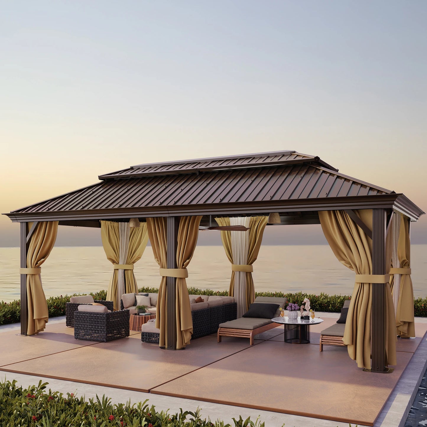 Tooluck Reinforced Aluminum Hardtop Gazebo With Galvanized Steel Roof