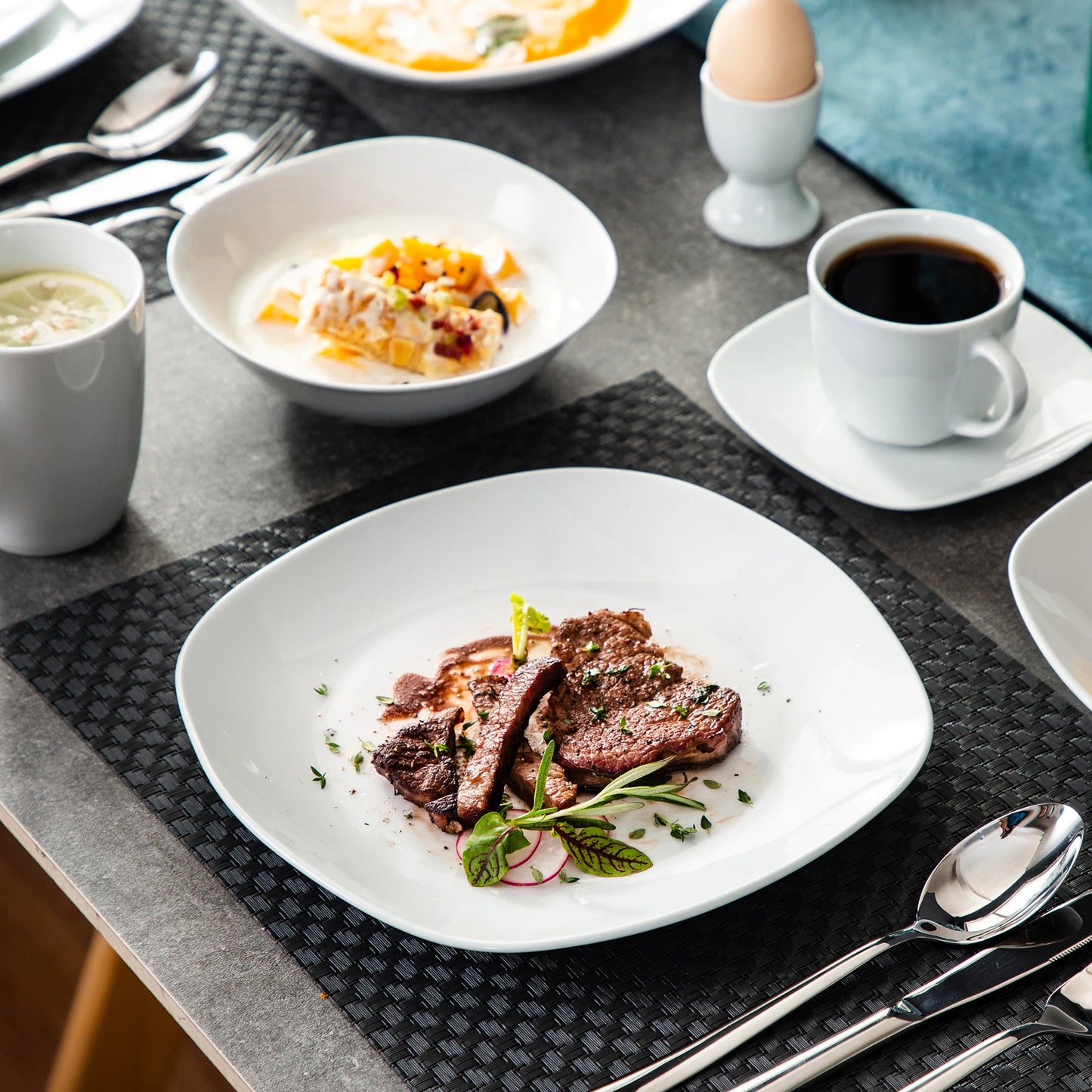 MALACASA Elisa Porcelain Dinnerware Set For Six People