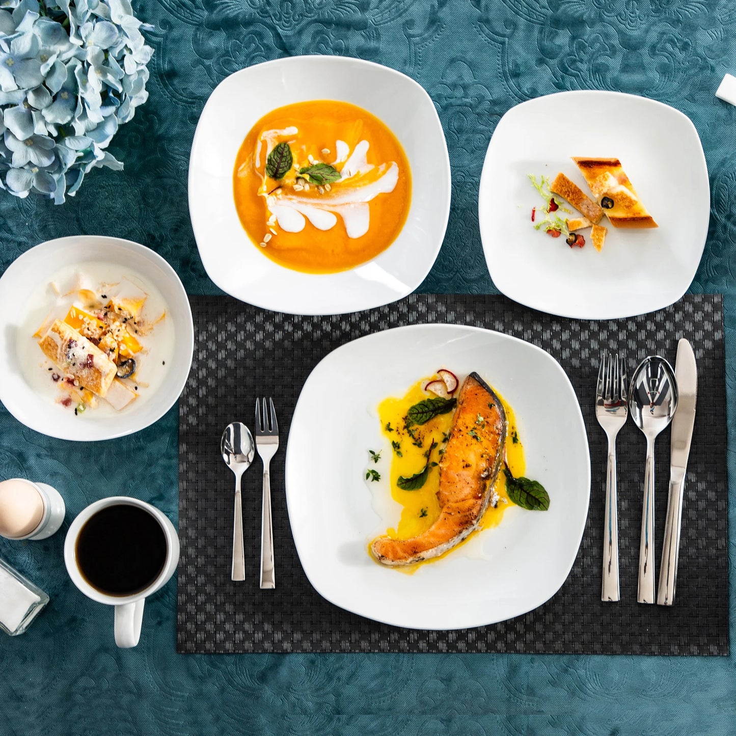 MALACASA Elisa Porcelain Dinnerware Set For Six People