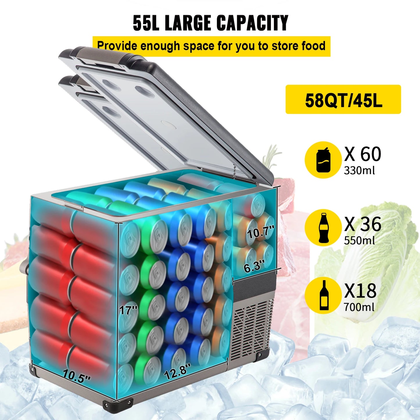 SucceBuy Portable Car Refrigerator Freezer Compressor Cooler DC12V