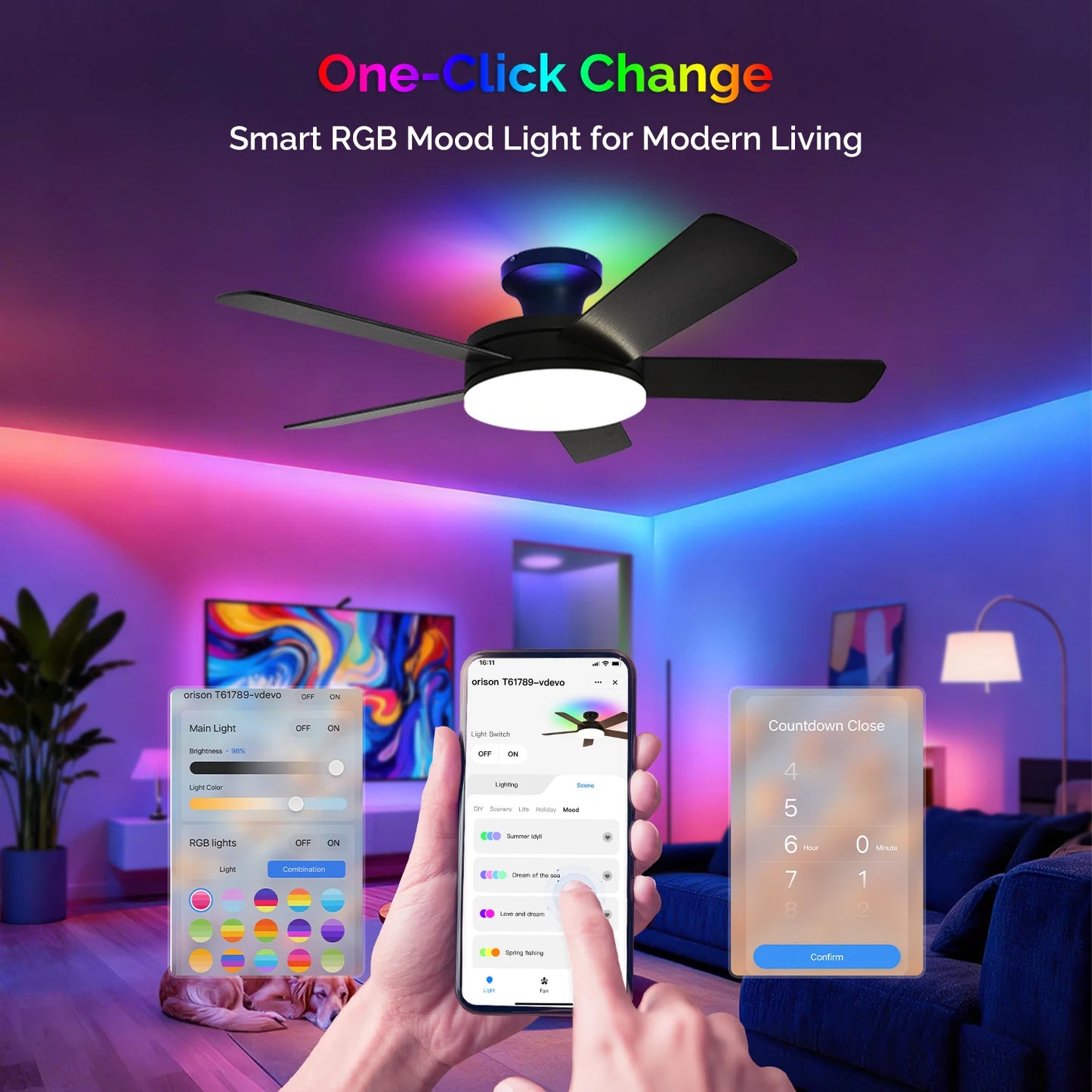 Orison Low Profile Ceiling Fan With Remote Control Led Lighting