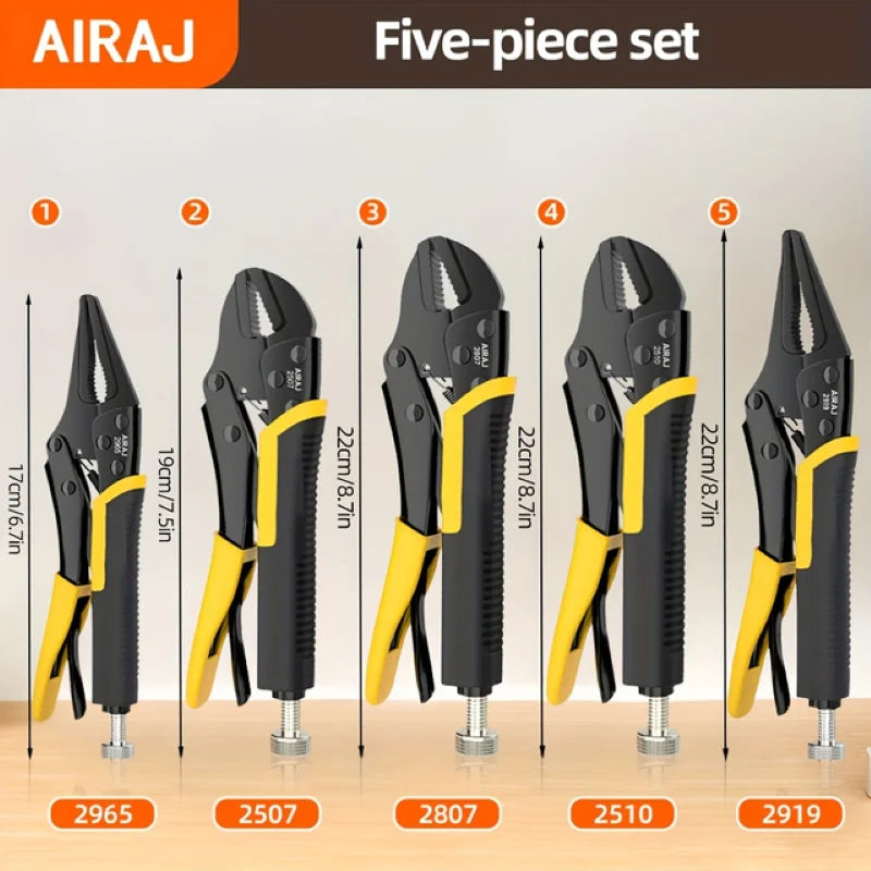 AIRAJ Locking Pliers Set With Quick Release And Curved Mouth