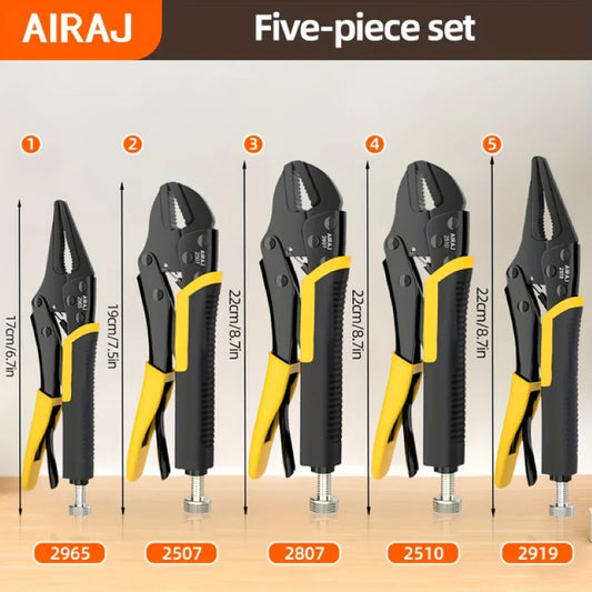 AIRAJ Locking Pliers Set With Quick Release And Curved Mouth