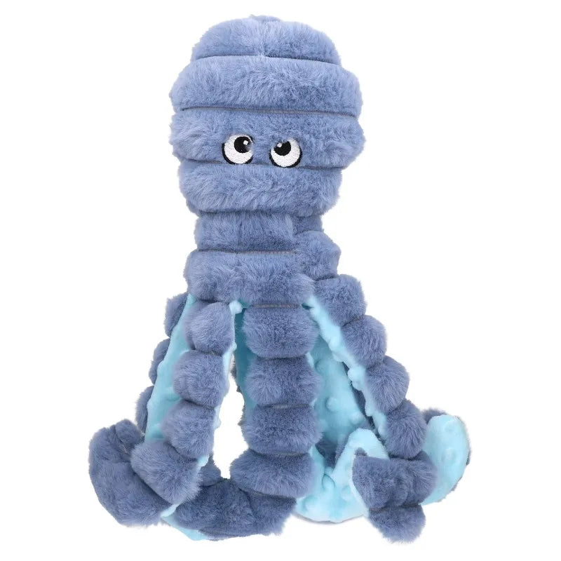 Octopus Plush Dog Toy With Squeaker For Chewing And Fetch