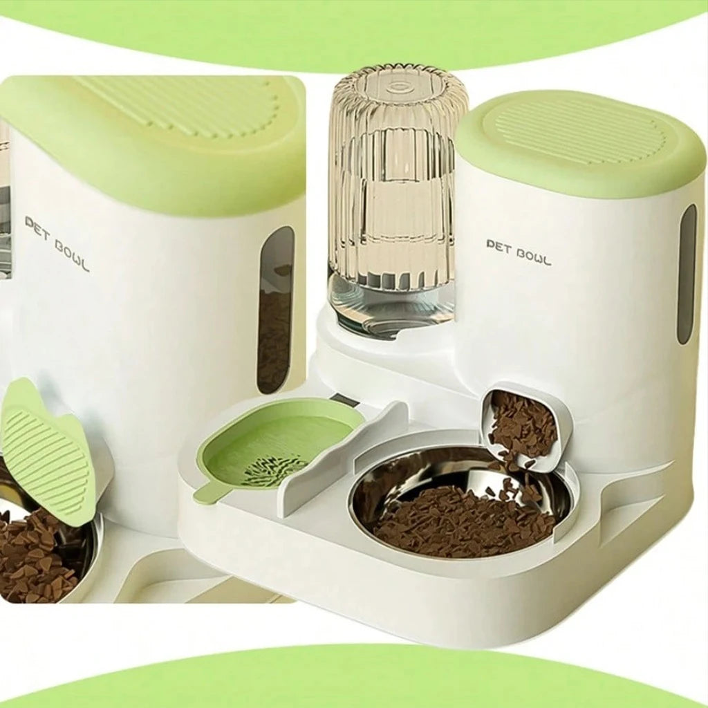 Automatic Cat Feeder And Water Dispenser With Dual Pet Bowl